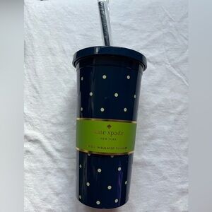Kate Spade Navy & White Polka Dot Tumbler